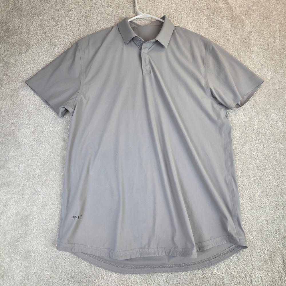 BYLT Basics Performance Tour Polo Mens Grey Short Sleeve Large Athletic Fit